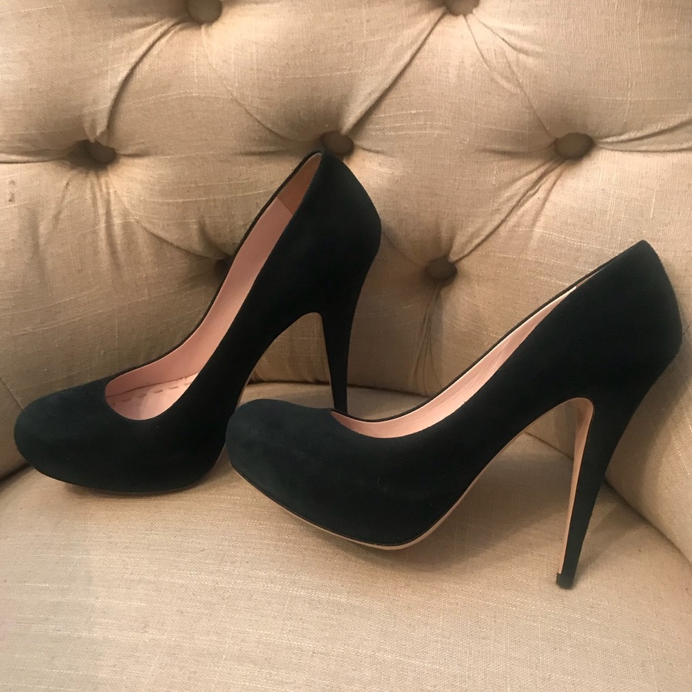 Mini Miu Platform Suede High Heels Forest Green